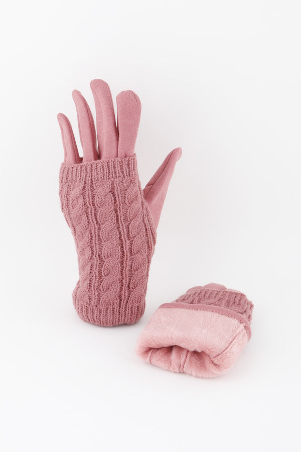 Set of 6 Knitted Pink Sleeve Gloves - 0453