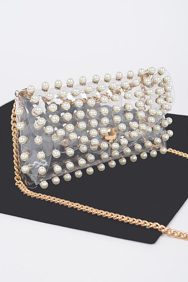 3-Pack of Clear Rhinestone Belt Bags with Chain