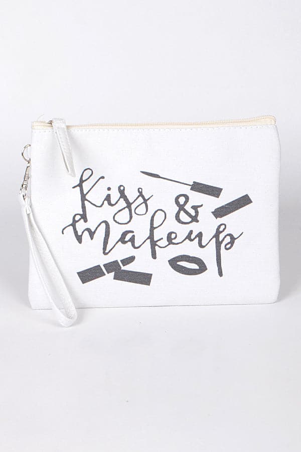 Set of 3 White Kiss MakeUp Cosmetic Pouches - 2836 Model