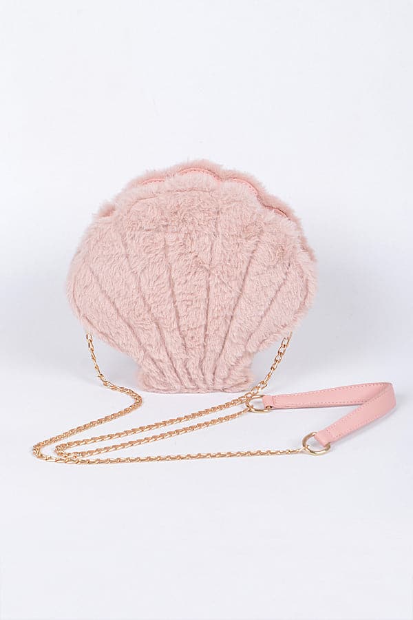 Pink SeaShell Faux Fur Clutch - Set of 3