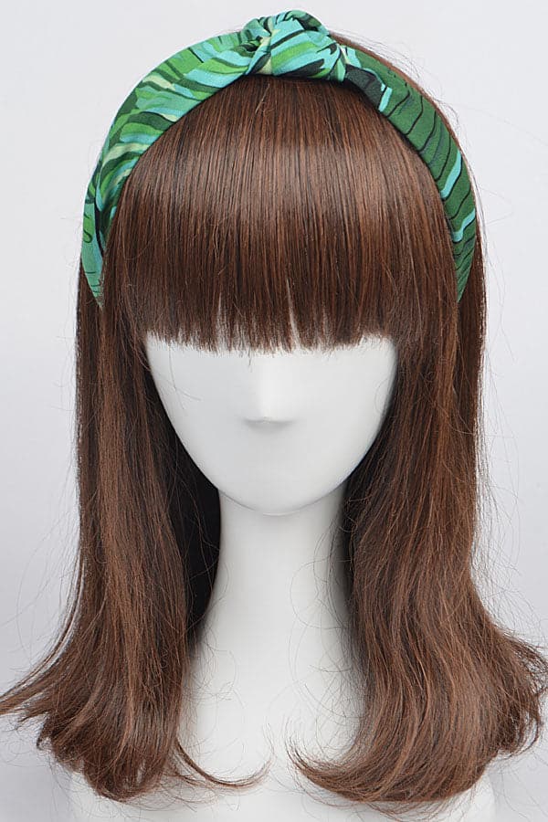 Pack of 6 Green Leaf Print Head Bands - Model 5638