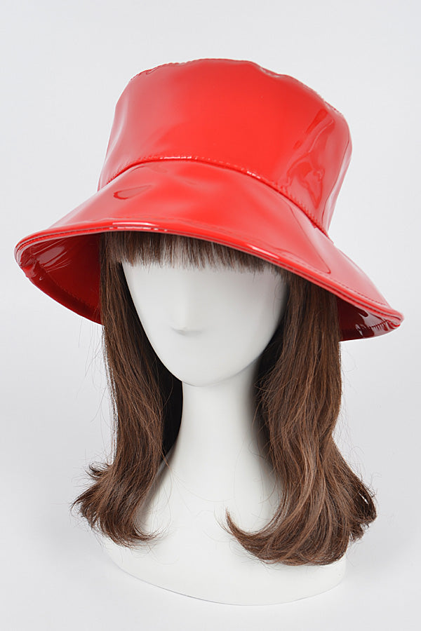 Set of 6 Red 5161 Faux Leather Bucket Hats