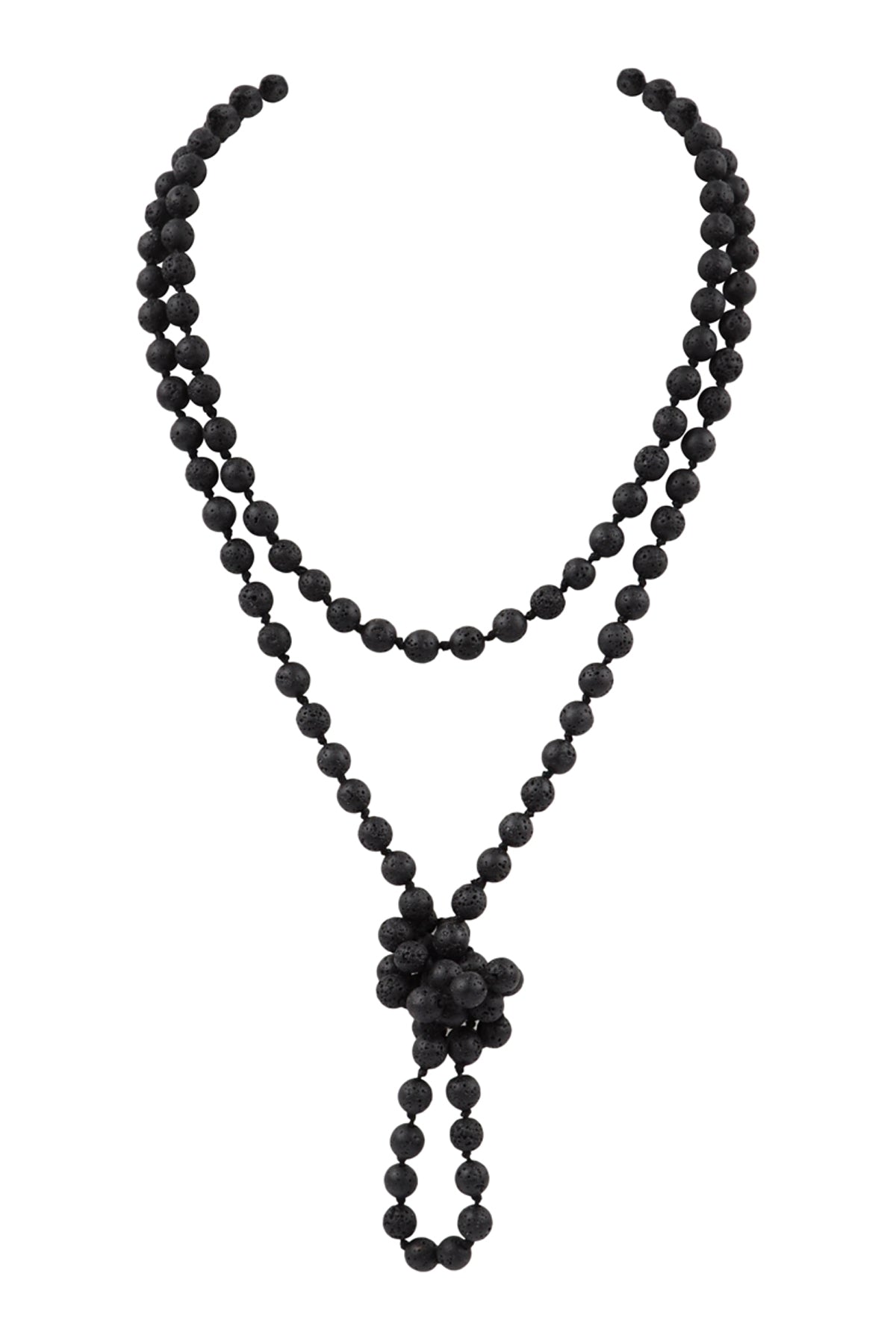Lava Black Handmade Long Natural Stone Necklace - Set of 6 Pieces Ideal for Fashion Accessories