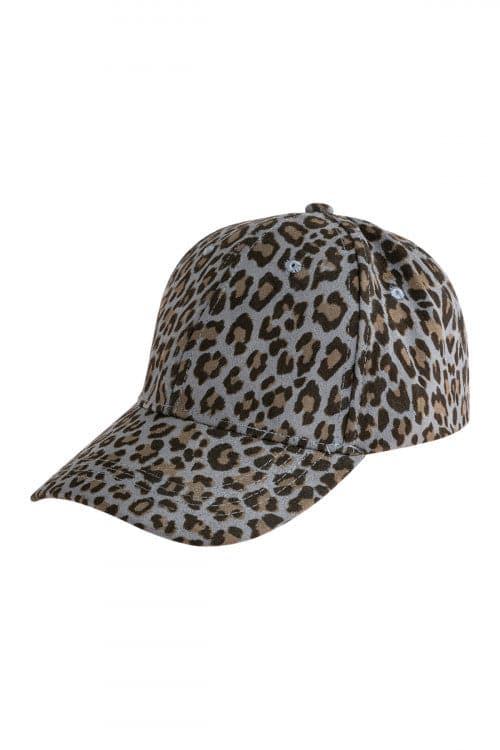 Pack of 6 Gray Caps with Leopard Skin Print