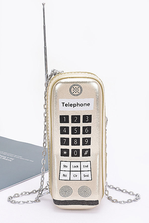 Pack of Three 4236 Gold Metallic Handphone Novelty Bags