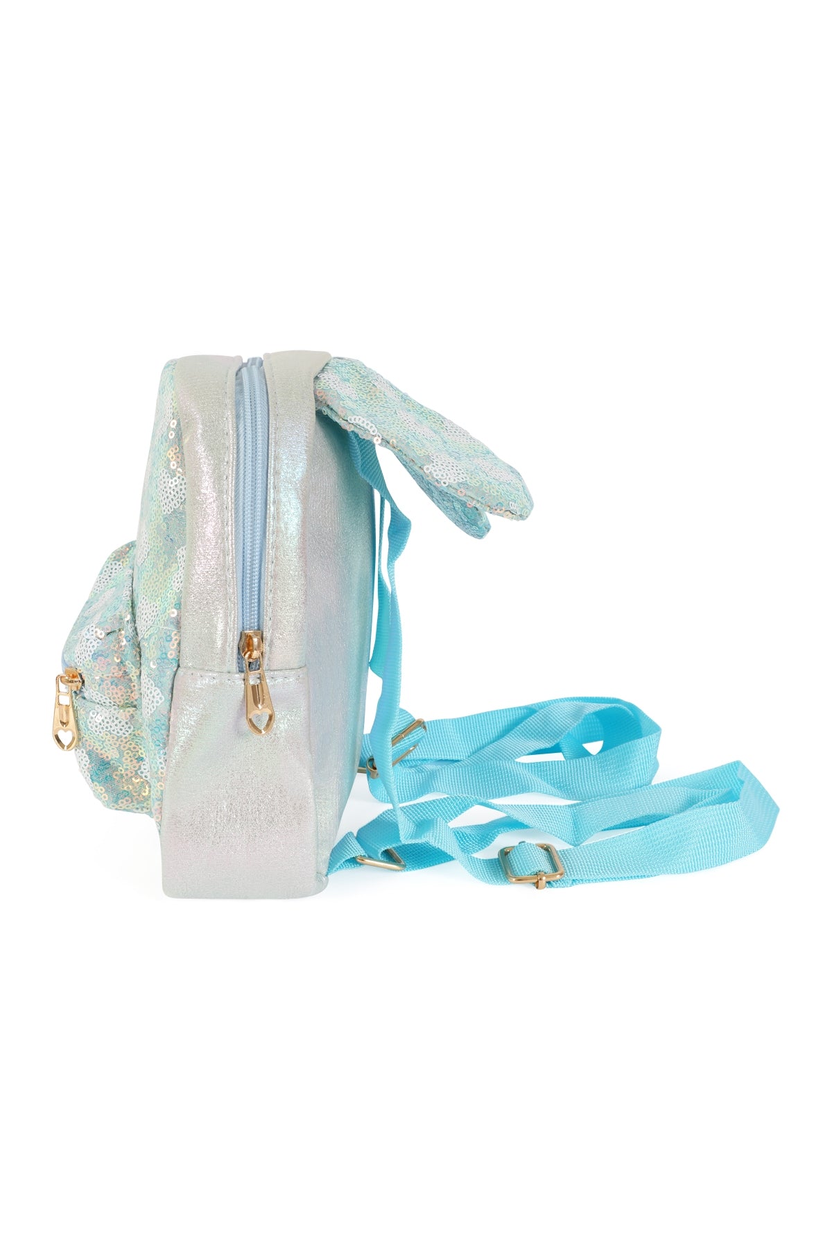 Adorable Glittery Bunny Ears Kids Backpacks in Blue - Set of 6 Pieces