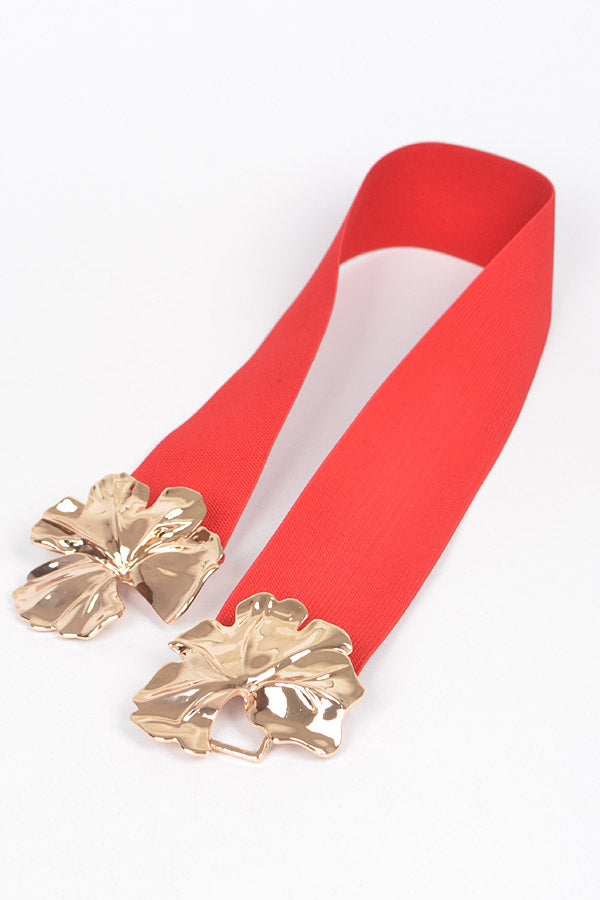 Set of 6 White Metal Flower Elastic Belts - 8378
