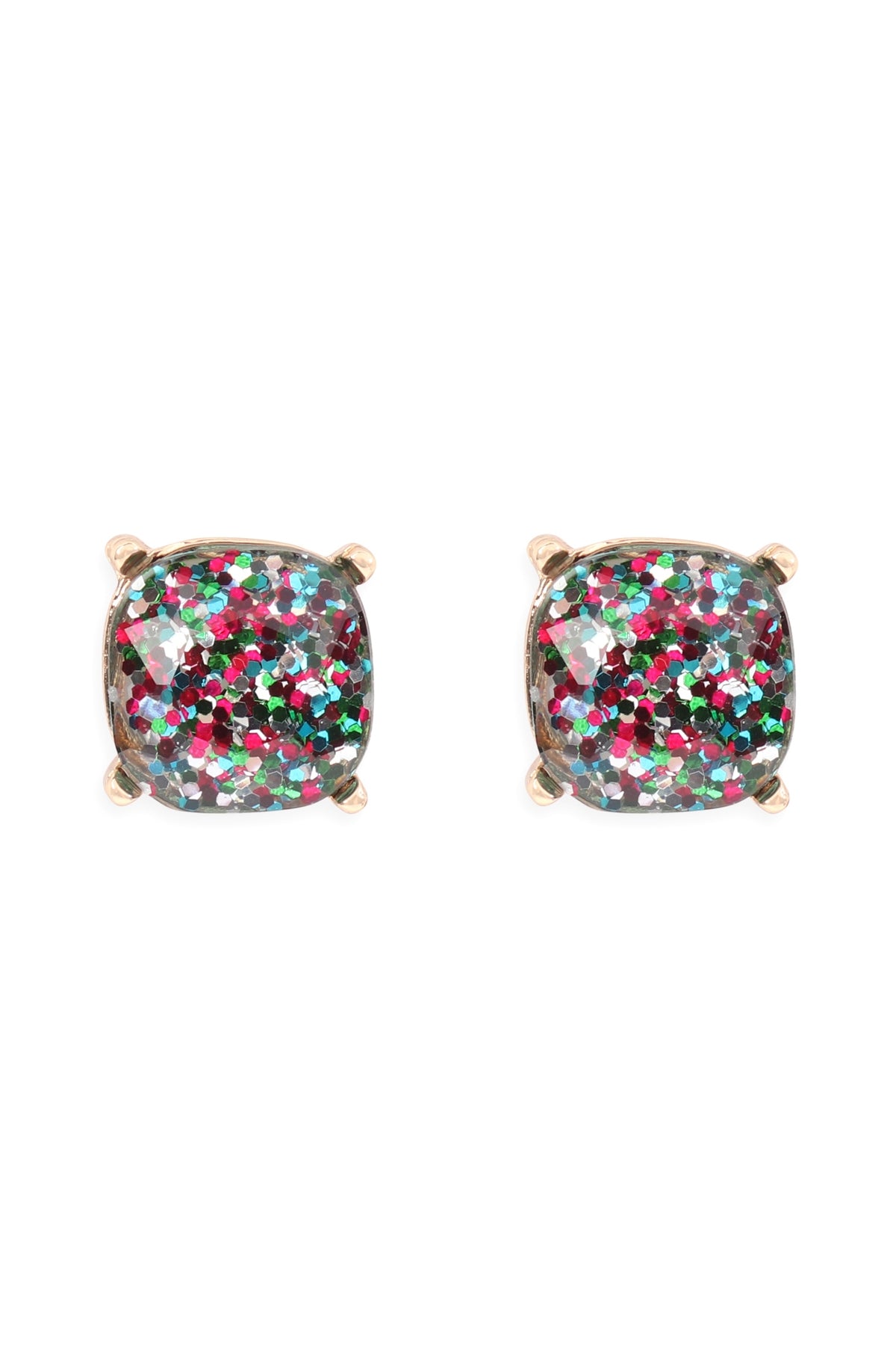 Pack of 6 Multicolored Glitter Epoxy Stud Earrings for Fashion Jewelry Lovers