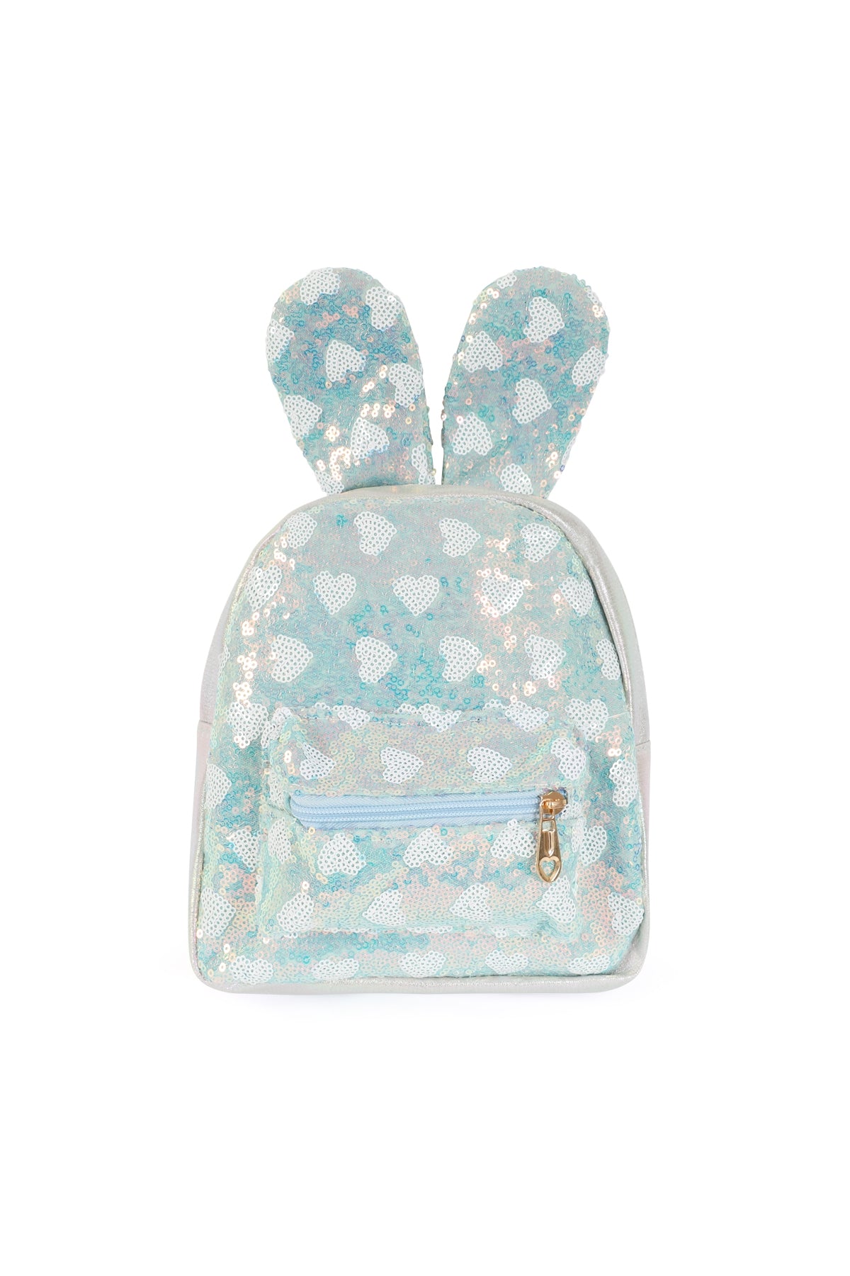 Adorable Glittery Bunny Ears Kids Backpacks in Blue - Set of 6 Pieces
