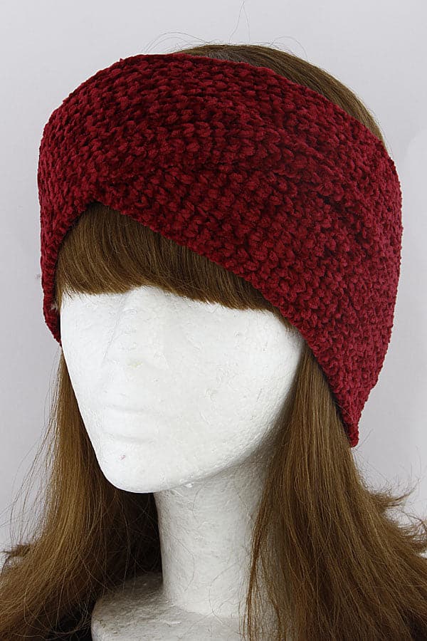 Pack of 6 Knitted Burgundy Head Bands 6100