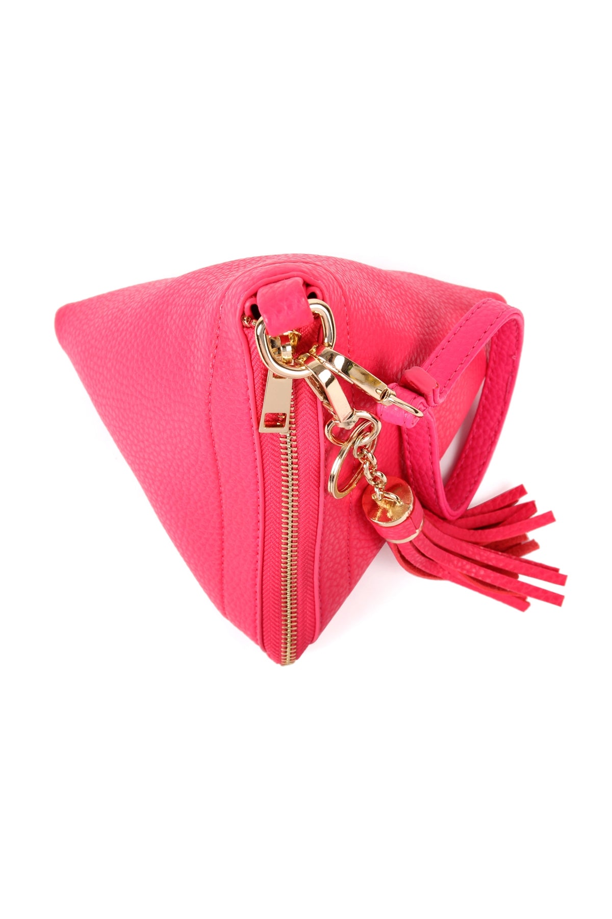 Fuchsia Pyramid - Shaped Faux Leather Wristlet Bags - Pack of 6