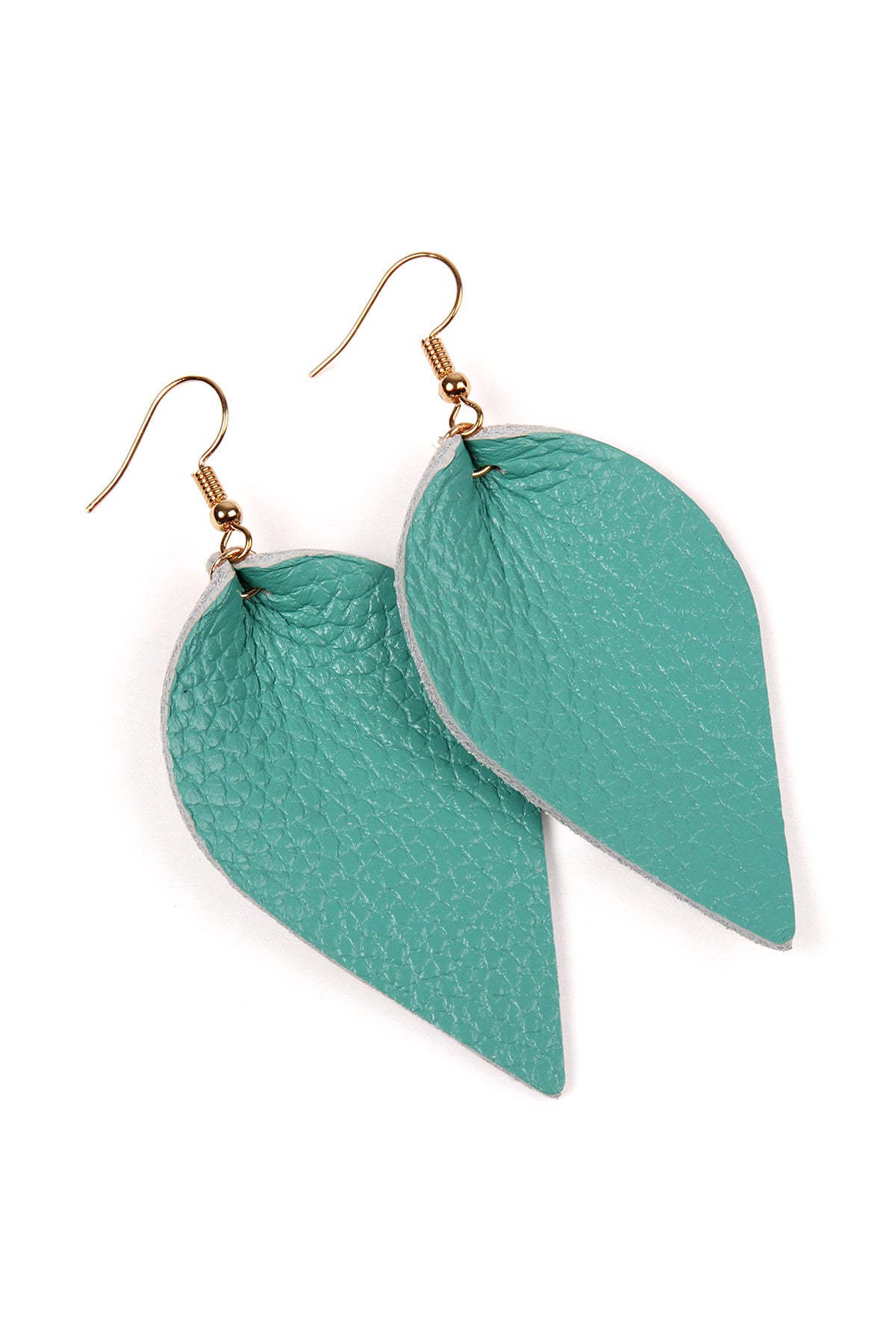 Set of 6 Mint-Colored Teardrop-Shaped Pinched Genuine Leather Earrings for Women's Jewelry