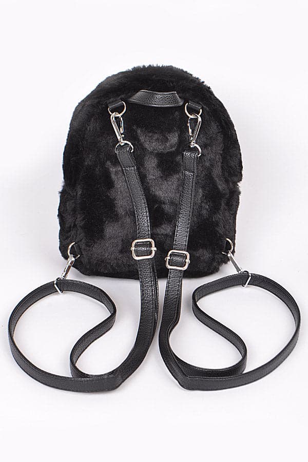 Pack of 3 Glitzy 1066 Violet Faux Fur Backpacks