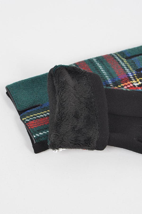 Set of 6 2348 Green Plaid Pattern Gloves