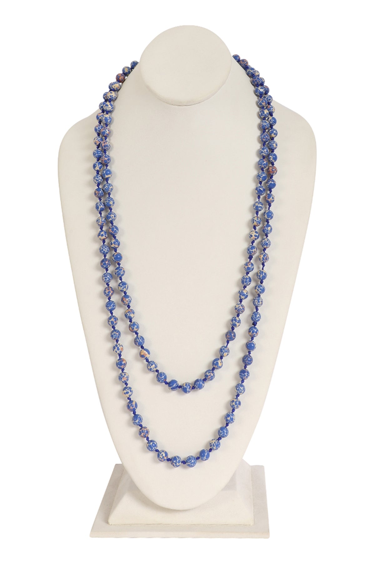 Pack of 6 Sapphire Natural Stone Long Knotted Necklaces