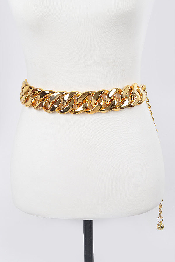 Pack of 6 - 1628 Gold Oversized Chain Belts
