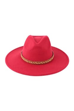Stylish Fashionable Brimmed Hat with Braided Leather Straps in Burgundy Color - Pack of Six Pieces