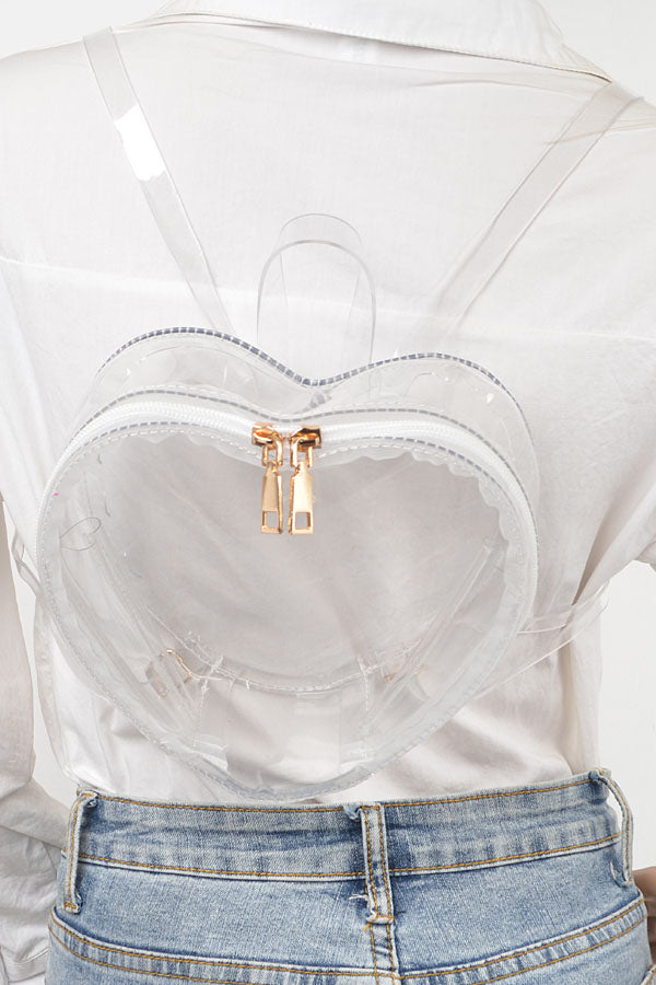 Set of Three 2411 Transparent Gold Heart - Shaped Backpacks