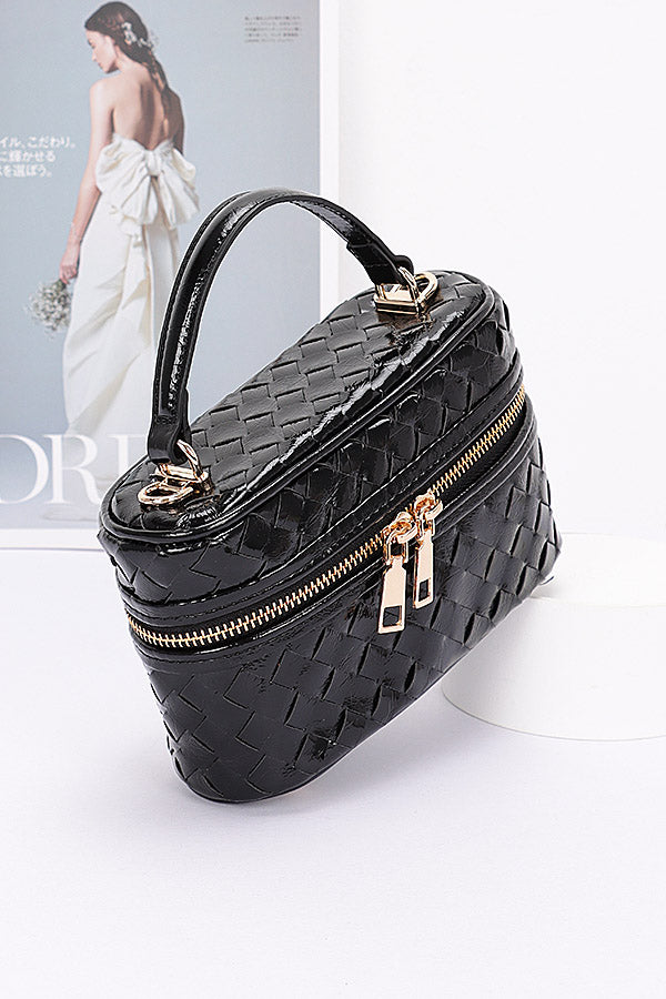 Set of 3 Stylish 1036 Black Metallic Braided Vanity Bags