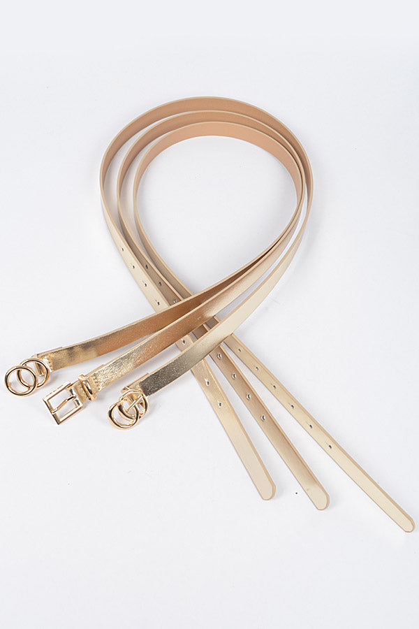 Premium 2358 Gold Metal Buckle Belt Set - Pack of 6