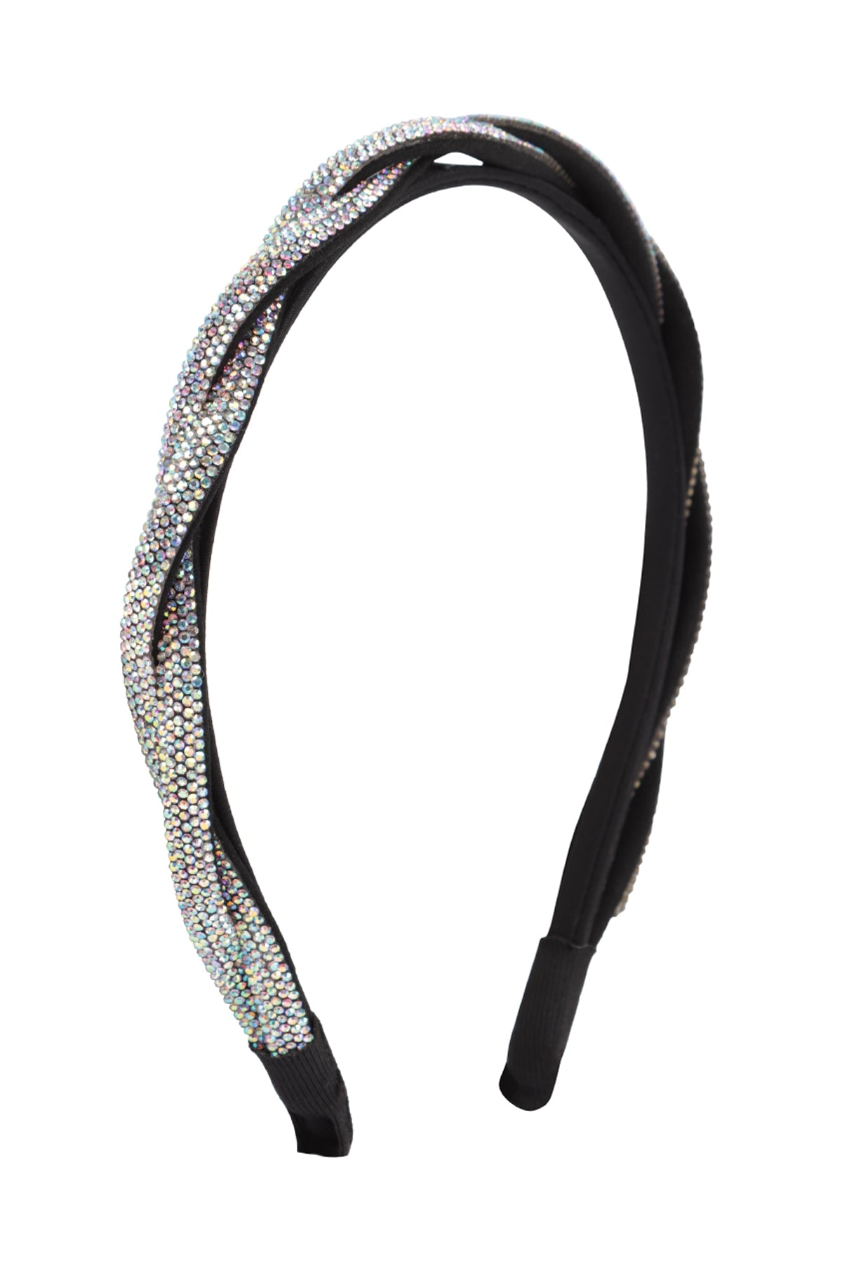 Pack of 6 Shiny Braided Rhinestone AB Headbands - Fashion Jewelry Accessory