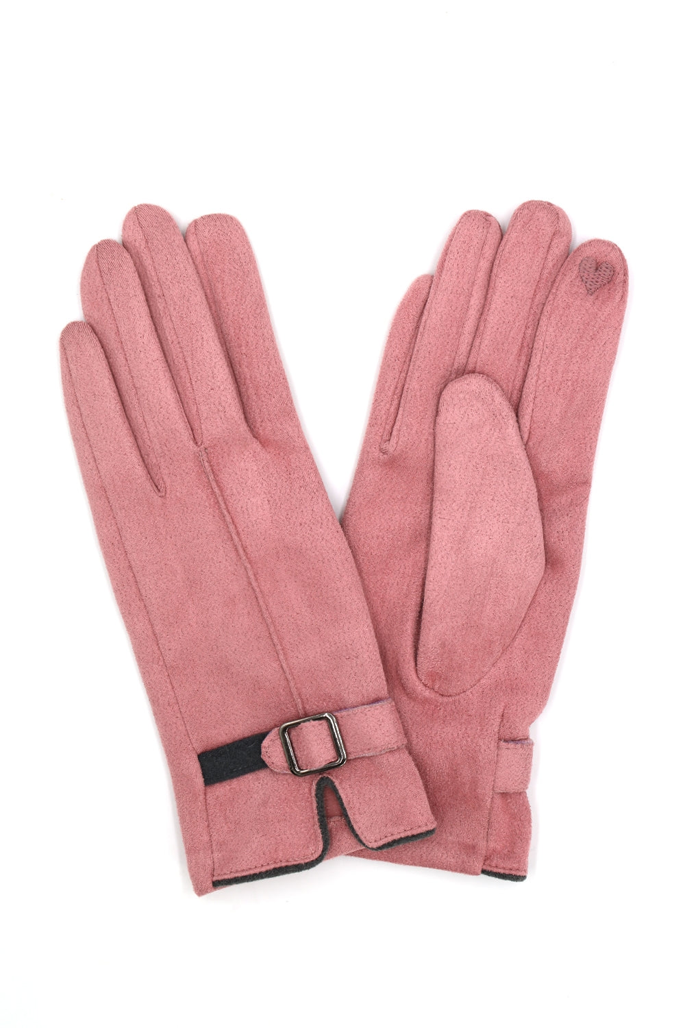 Pink Faux Suede Band Smart Touch Gloves - A Pack of Six Pieces for Convenient Use