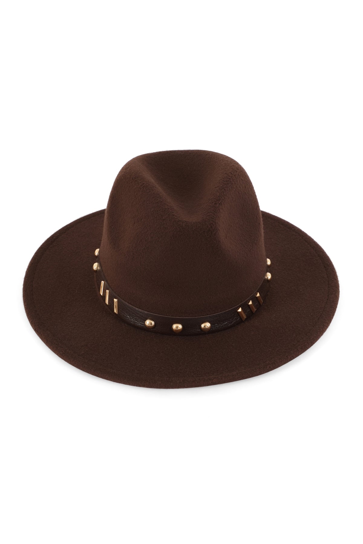 Classic Brown Fedora Hats with Vintage Leather Bands - Set of 6