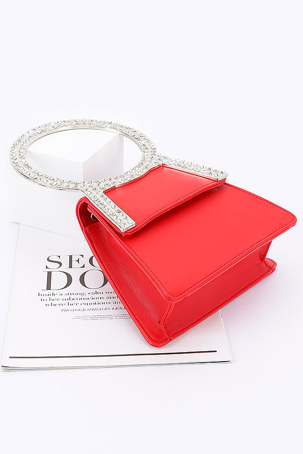 Set of 3 Stylish Black Rhinestone Metal Handle Flap Bags