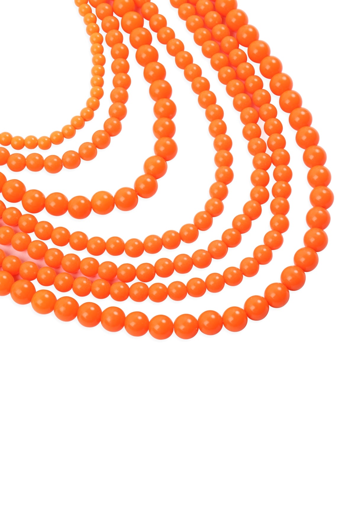 Set of 6 Pieces Multilayer Orange Acrylic Necklaces and Earrings Jewelry Set