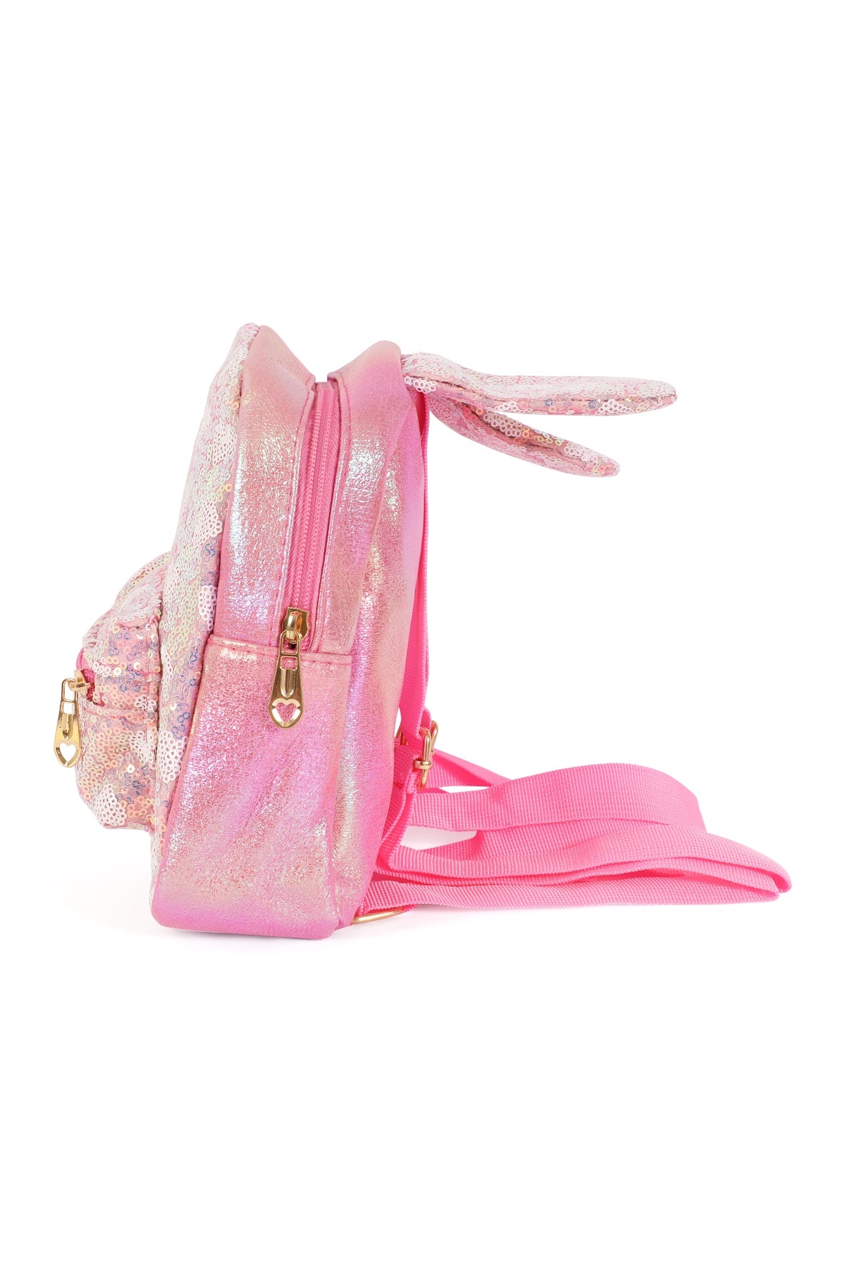 Adorable Glittery Bunny Ears Kids Backpacks in Rose Color - Set of 6
