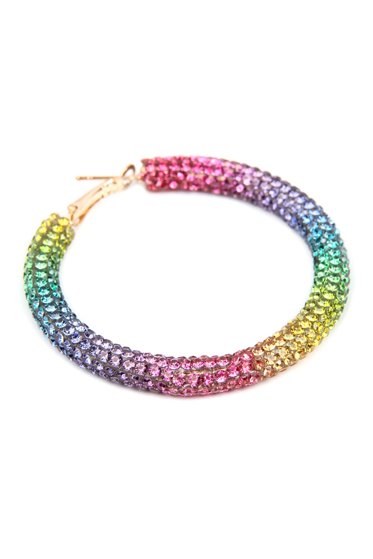 Set of 6 Multicolored Rhinestone-Covered Hoop Earrings for Fashion Accessories