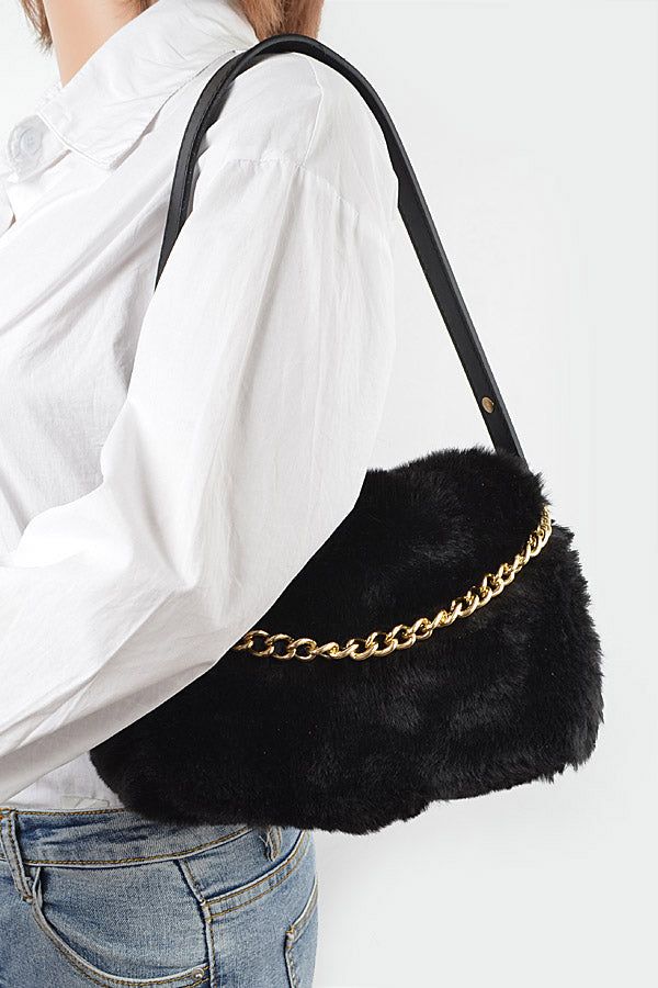 Pack of 3 Nude 8383 Faux Fur Shoulder Bags