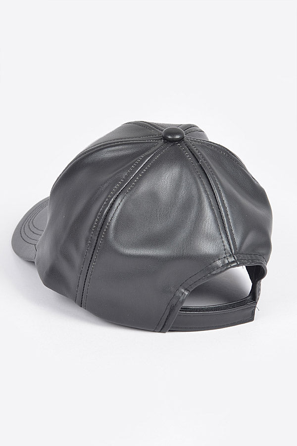 Set of 6 Black 2871 Faux Leather Caps