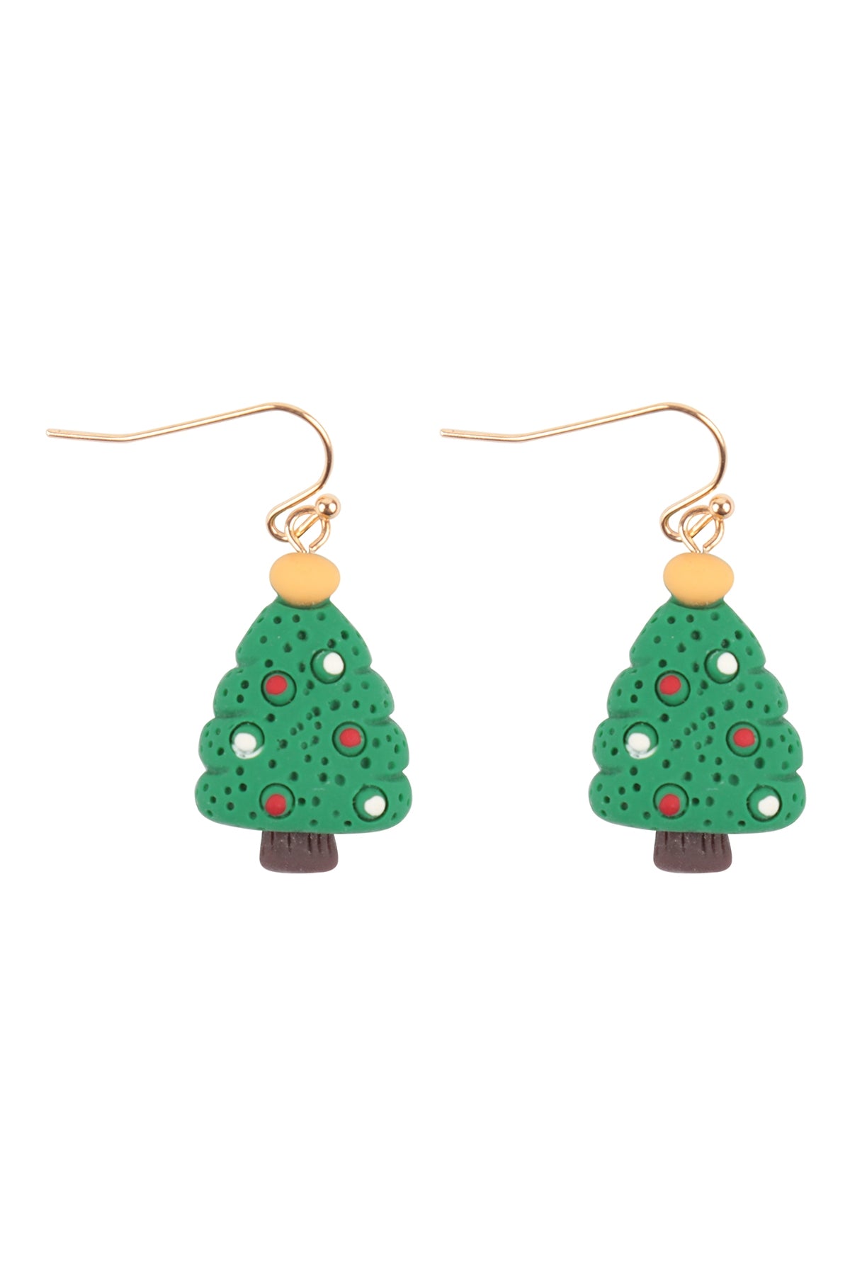 Set of 6 Green Christmas Tree - Inspired Polymer Clay Hook Earrings for Holiday Decor
