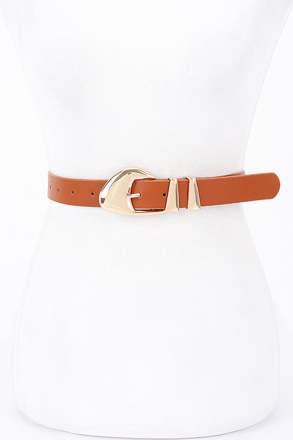 6-Pack of 0378 Camel Faux Leather Belts with Multi Metal Buckles