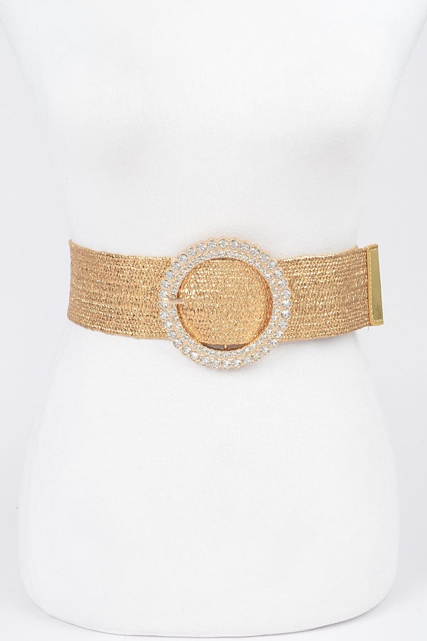 6-Piece Pack of Shimmering 6378 Gold Rhinestone Elastic Belts