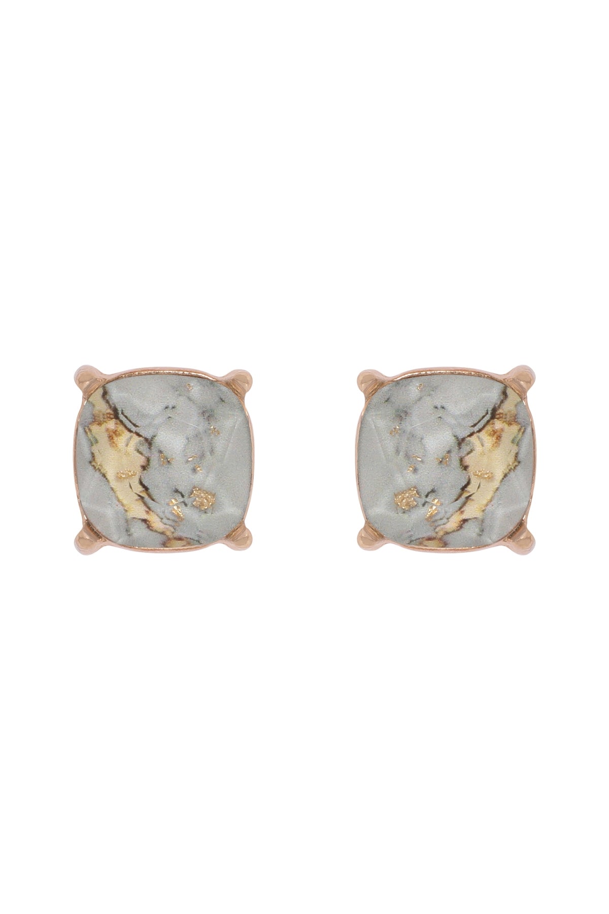 White Marble Epoxy Stud Earrings - A Pack of Six Pieces of Elegant Jewelry