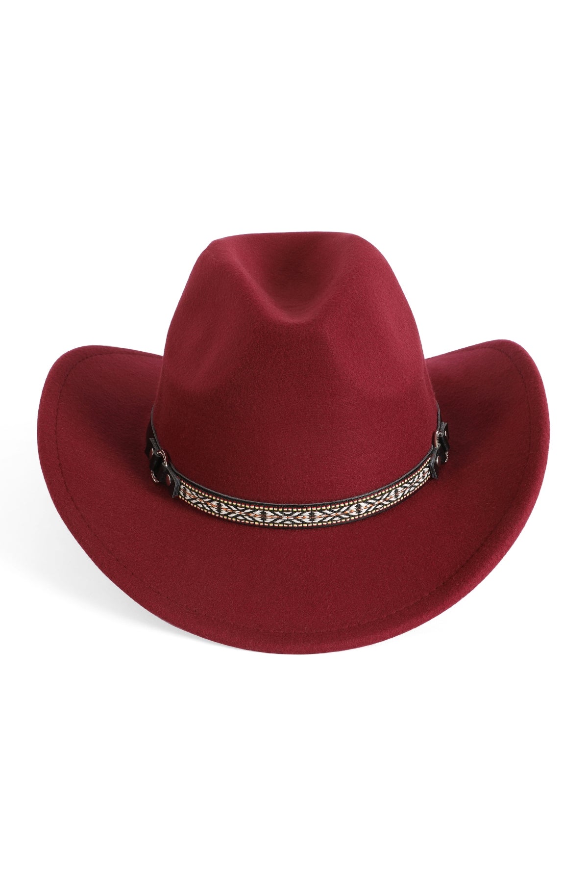 Burgundy Fedora Classic Tribal Band Hats - Set of 6