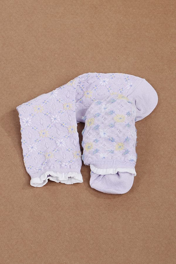 Pack of 6 Diamond Floral Socks in Shade of Blue 291