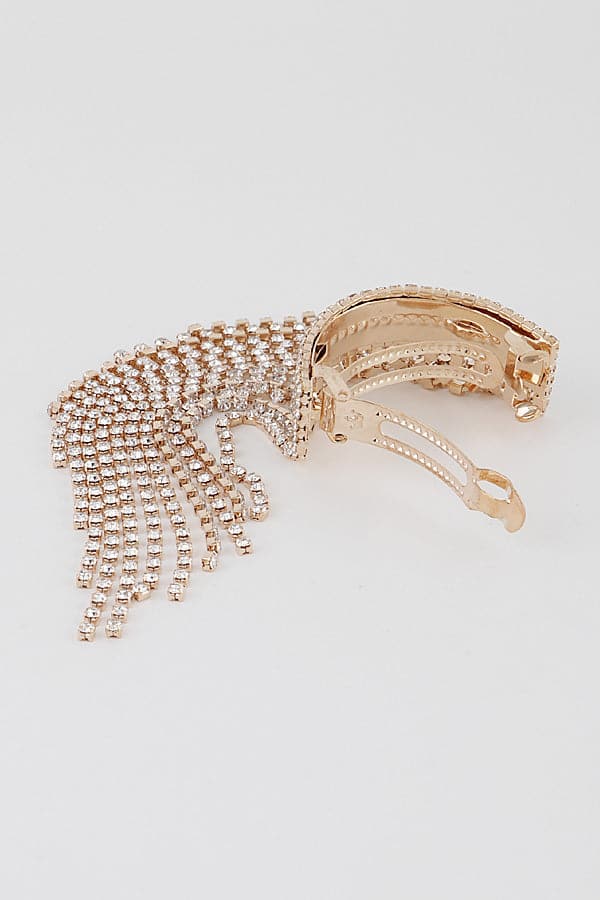 Pack of 6 Gold Clear Rhinestone Drop Hair Clips - Style 32027