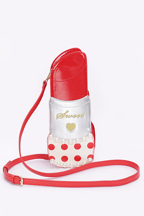Set of 3 Red 3136 Faux Leather Lipstick Novelty Bags