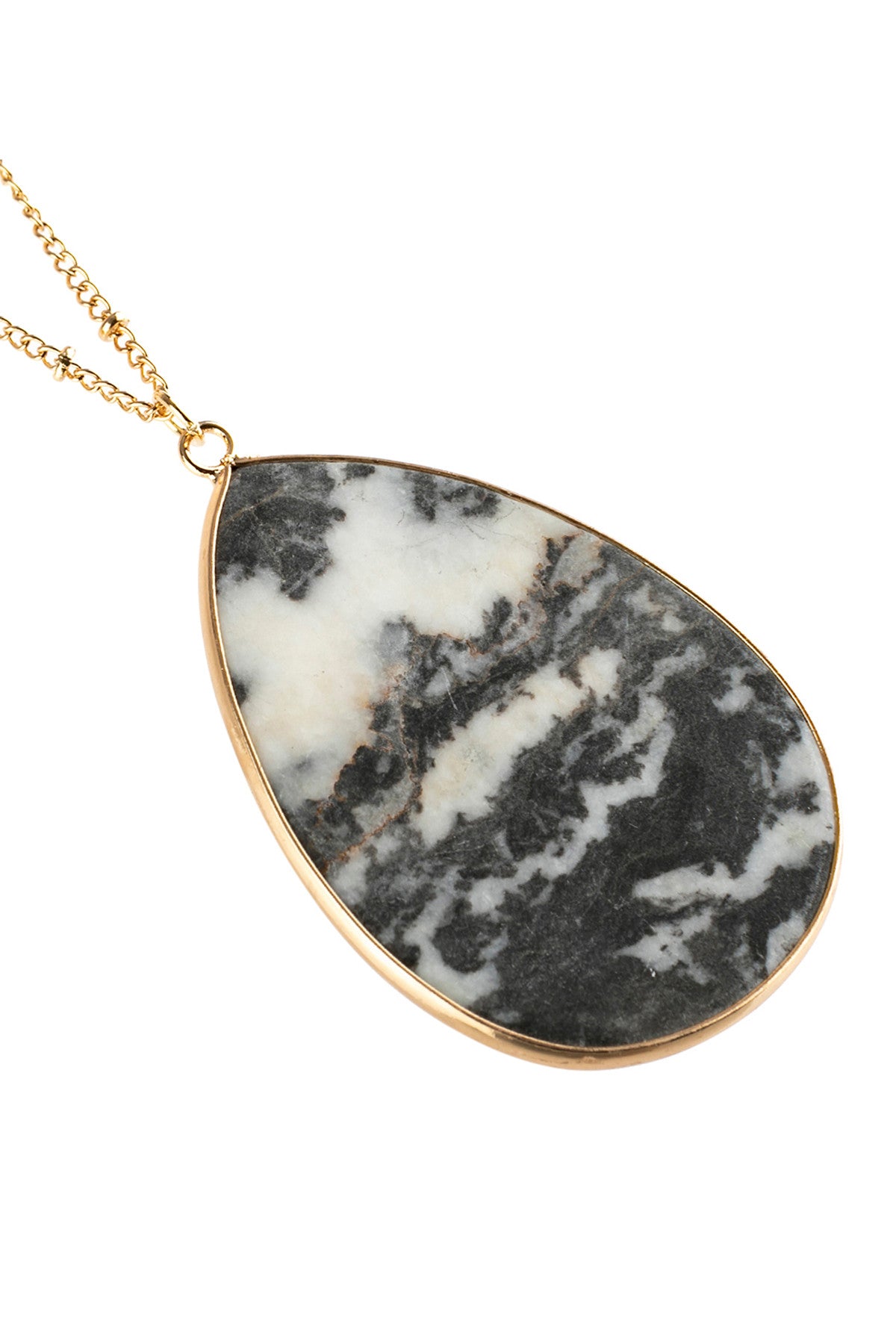 6-Piece Set of Dark Multicolored Oval Stone Pendant Necklaces
