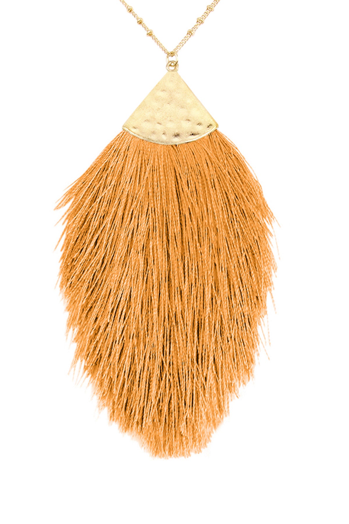 Pack of 6 Mustard Tassel Base Metal Pendant Necklaces
