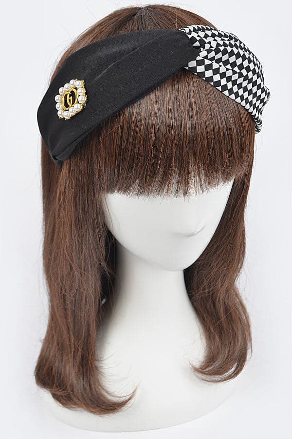 Black 8112 - Set of 6 Mixed Metal Headbands with Pearl