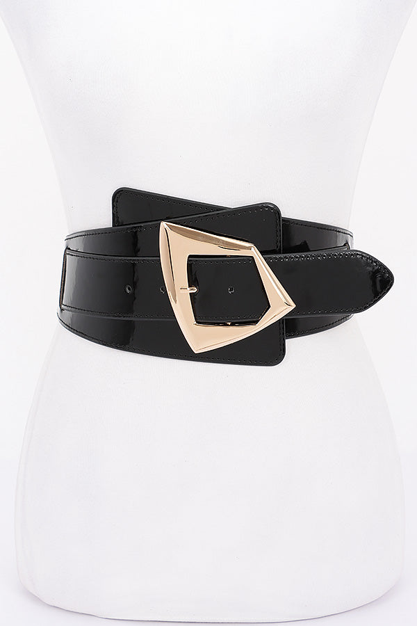 Set of 6 Metal Buckle Elastic Belts in Classic Black Color - 7488 Model