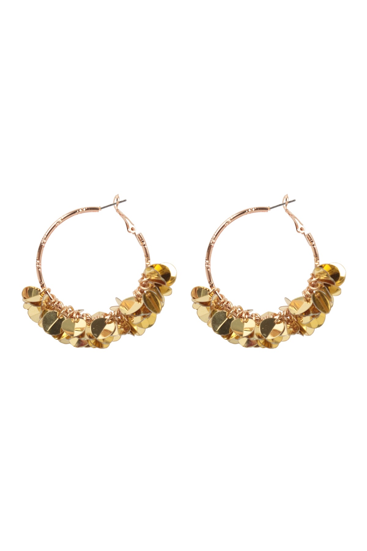 Set of 6 Gold 1.75-Inch Sequin Dangle Hoop Earrings for Fashion Accessorizing