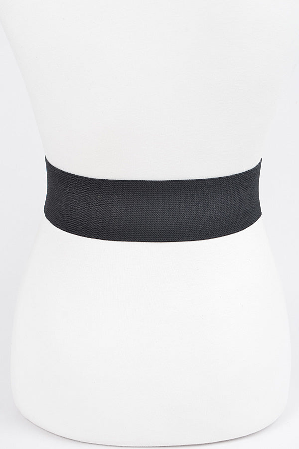 Pack of 6 - Black Clear Rhinestone Ribbon Elastic Belt (Product Code 5138)