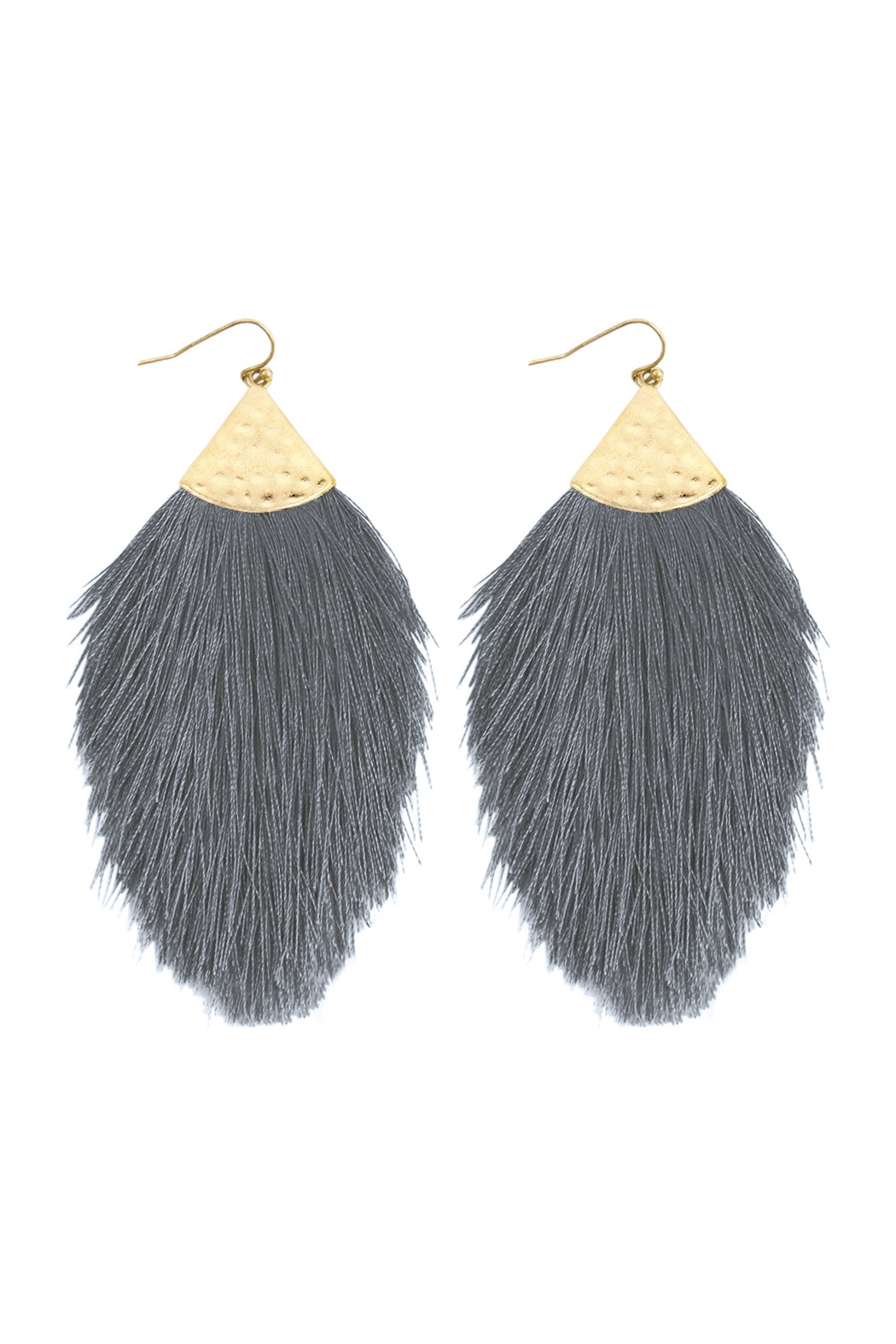 Set of 6 Gray Tassel Dangle Earrings with 3-Inch Drop