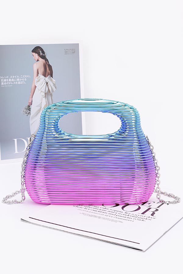 Set of Three Multicolored 7256 Metallic Acrylic Clutches