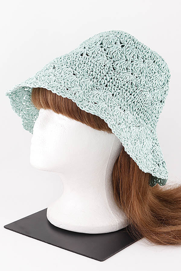 6 - Piece Pack of Mint - Colored Multi - Weave Bucket Hats